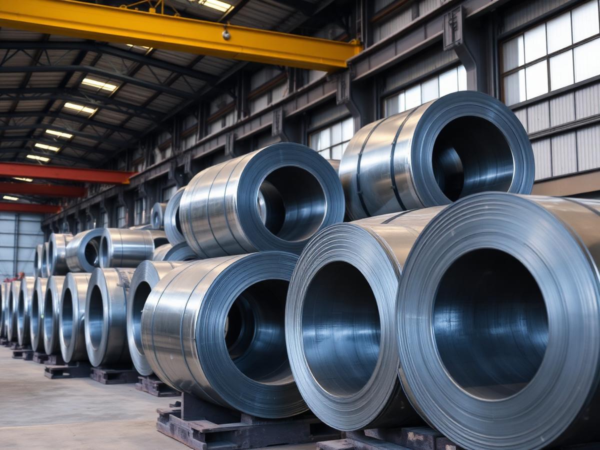 Steel coils in a mill warehouse